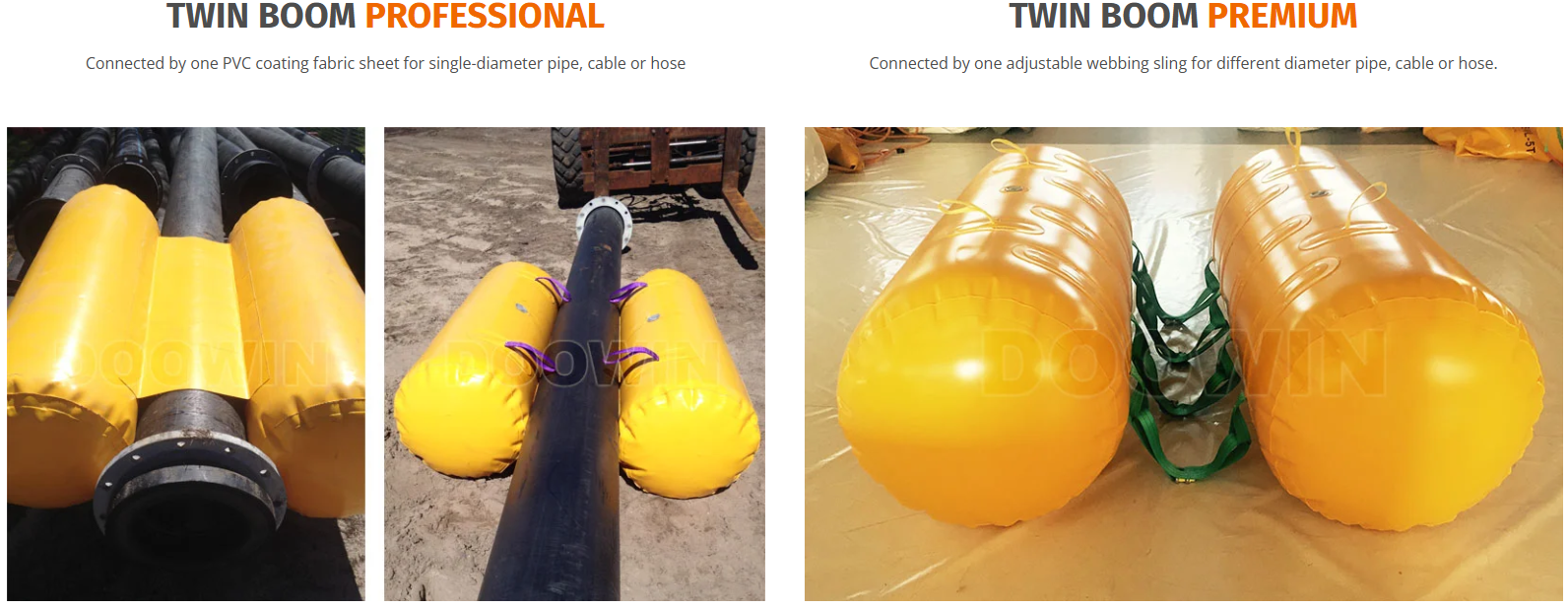 Flotadores inflables de cable de doble brazo 100 mm-1000 mm Soporte para la instalación de cables/tuberías