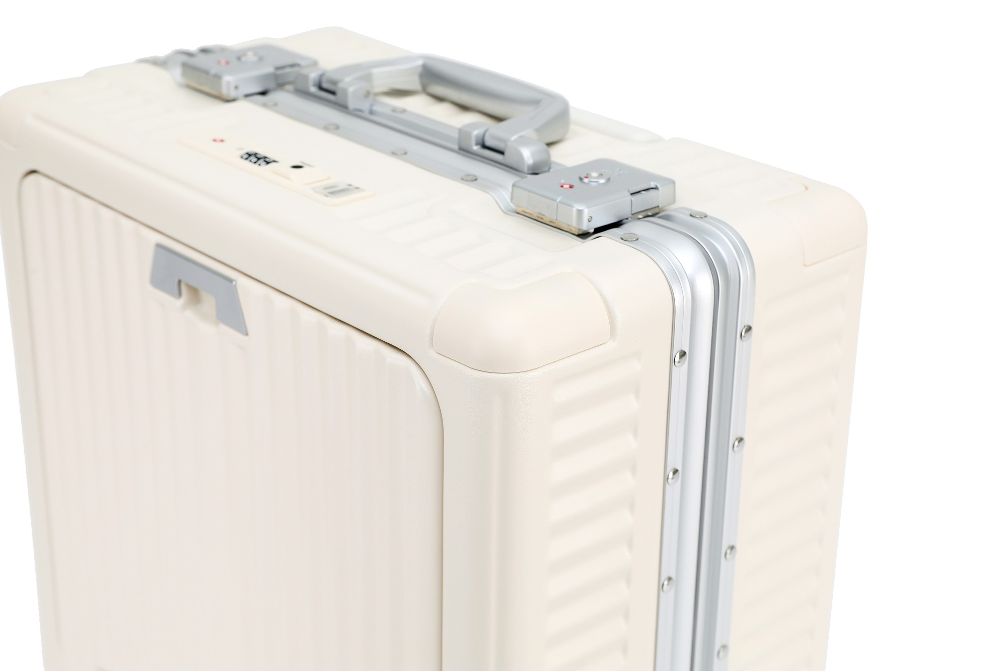 Luxury Aluminum Frame Suitcase Front Opening Zipper Travel Sentry Luggage