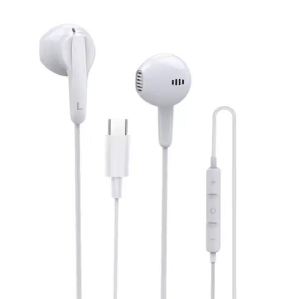 Fones de ouvido de tamanho compacto com cabo de tipo C Opp Bag Package USB C Earbuds com fio