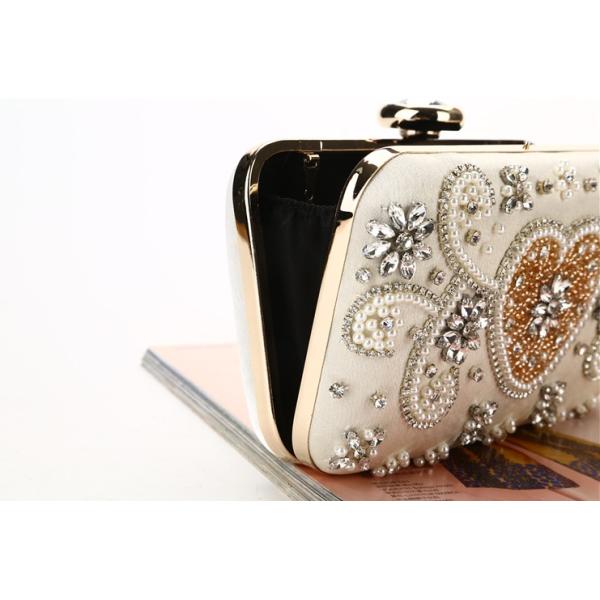 Crystal Beaded Sparkly Evening Bags Heart Shaped Clutches With Satin Fabric