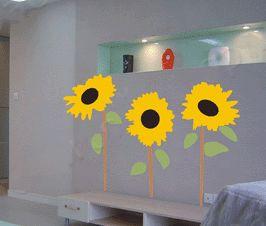 Artificial Carving RemovableSunflower Wall Sticker F177