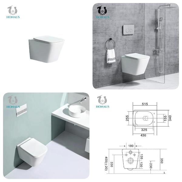 CE ROHS Restaurant Square Tankless Wall Mounted Toilet Hanging Toilet Bowl