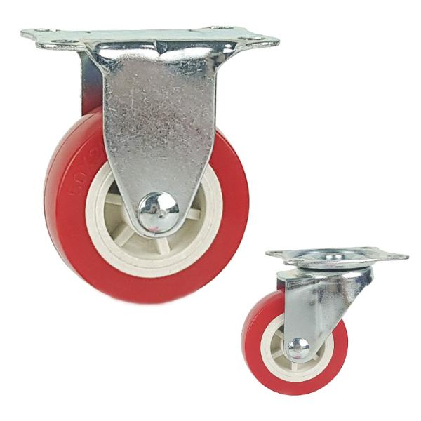 OEM 1.5 Inch Red Wheels Light Duty Rigid Plate PVC Casters For Small Trolleys