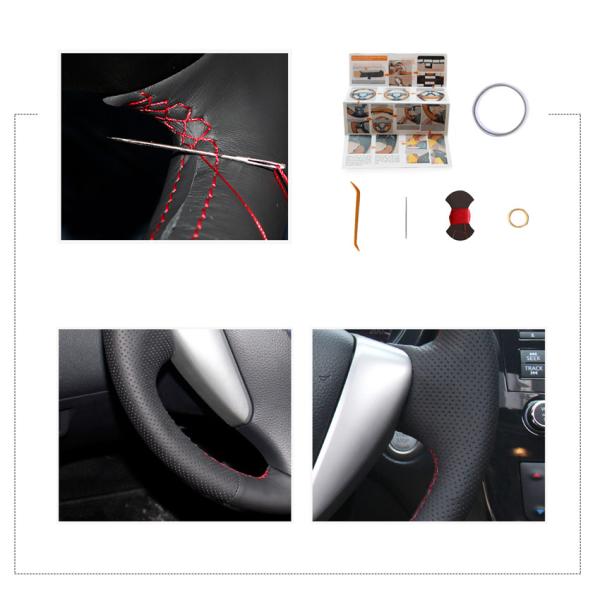 Black PU Leather Steering Wheel Cover for Nissan Versa Note NV200 Sentra S 2014-2019