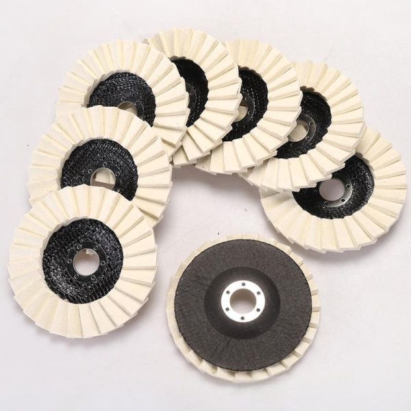 Metal Buffing Sander Wool Felt 80-240 Grit Flap Disc Wheel Marble Fiberglass Backing