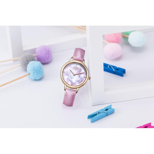 Дозор красочной шкалы цветка дозора кварца кожаного ремня MOP минималистский швейцарский