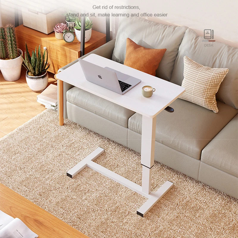 Adjusted Yes Bedside Desk Mobile Rolling Laptop Stand Overbed Table with Wheels and Height Adjustable Tray for Sofa Side