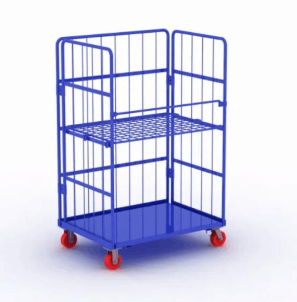 Metal Steel Roll Container Roll Trolley Pneumatic Wheel 200kg Load Capacity