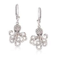 Pendientes hawaianos de la gota del pulpo de la CZ de la joyería en Sterling Silver