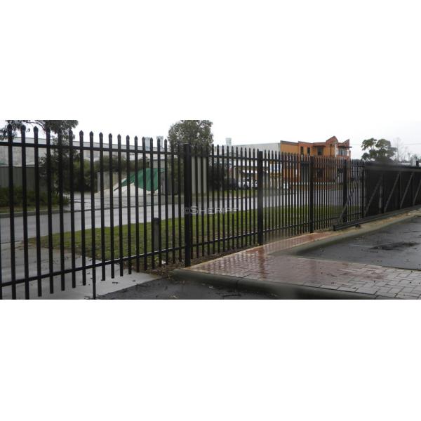 Steel Spear Top Fencing garrison fence 1.8m*2.35m rail 45mm*45mm or 40mm*40mm available 4 rails HDG then coated powder
