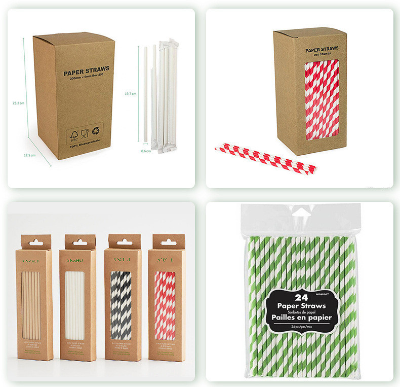 65cm * 47cm * 24cm Package Size Biodegradable Paper Straws for Juice Milk and Drinks