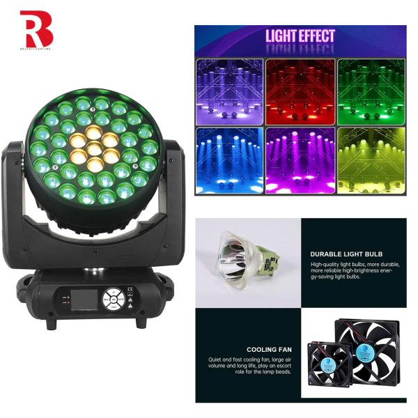 DMX512 37pcs 15w RGBW Wash Moving Zoom Head Stage Light For The DJ Club