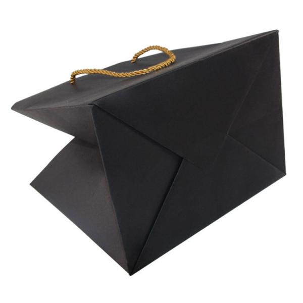 Black Kraft Square Bottom Paper Bags 16x6x12 Gift Bags With Handle