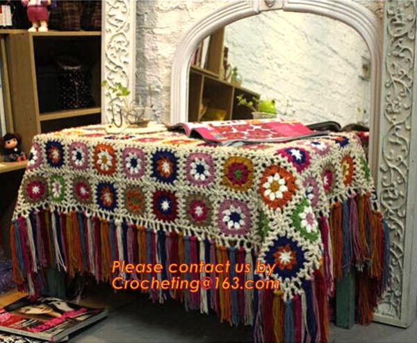 Nordic Hand-woven crochet hook Daisy striped blanket, Cashmere knitted blanket, sofa blank
