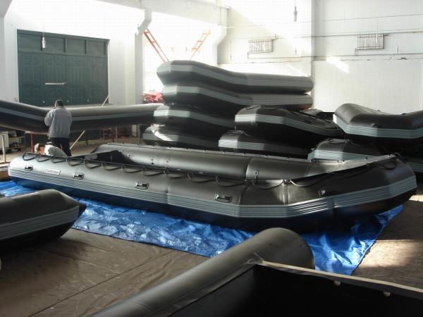 Black Inflatable Sport Boat PVC / Hypalon Handmade Ferry Boat With High Capacity