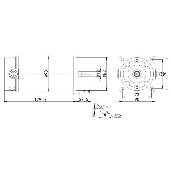 Professional 12V 24V Brushed DC Motor 3000rpm 90mm 65dB for High Speed Applications