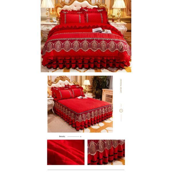 Set de ropa de cama de bodas de cuatro piezas con cuidado fácil