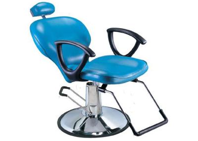 Light Blue Salon Barber Chair Artificial With Manual Lifting , Tilted Footrest