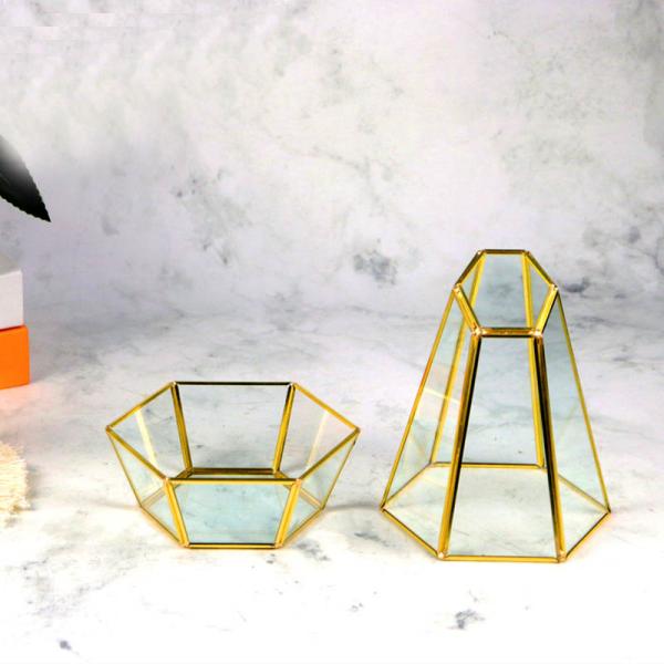 Bevel top glass garden spot hexagonal succulent flower container micro landscape flower pot glass ornaments