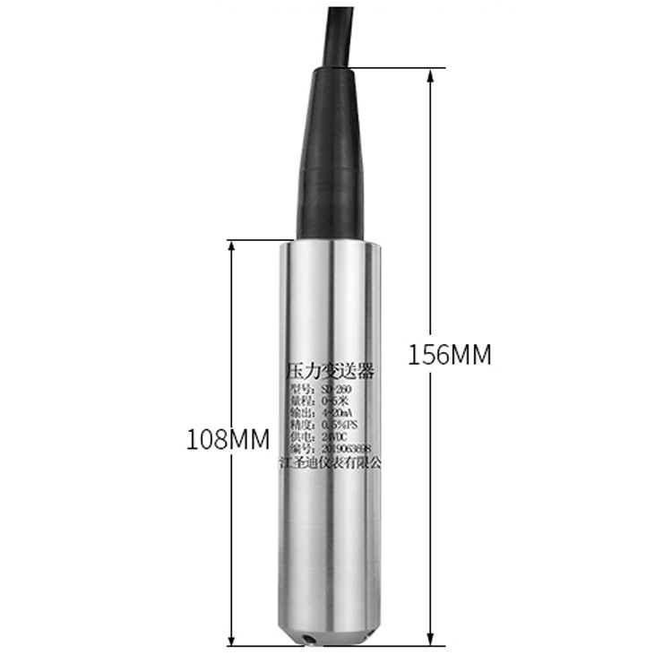 High Precision ±0.5%FS Water Pressure Sensor Stainless Steel Liquid Level Transmitter