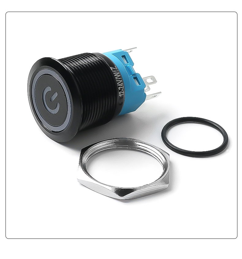 22mm Oxidized Black Metal Push Button Switch Waterproof Power Button LED Light  Button Switch 3v 6v 12v 24v 220v