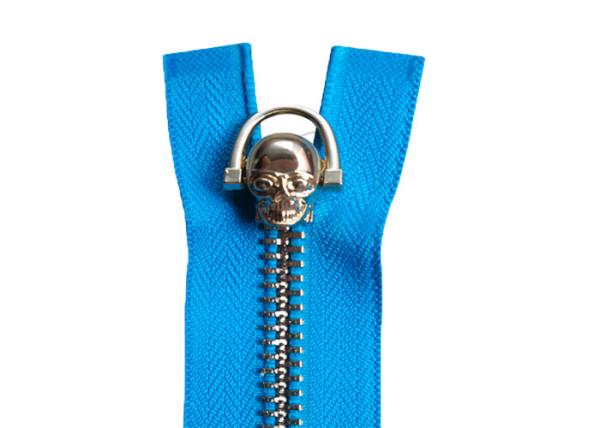 Bone Puller Open End Metal Big Teeth Zipper HS Code 9607110000 Bright Blue Tape