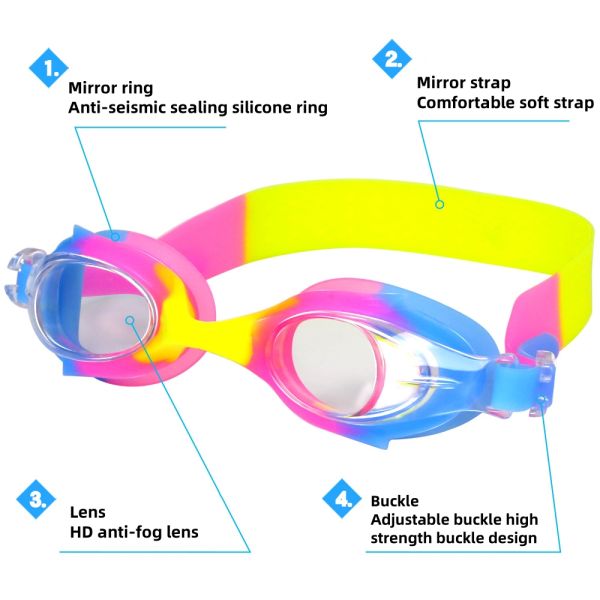 Adjustable Strap Custom Swimming Goggles For Kids And Adolescents