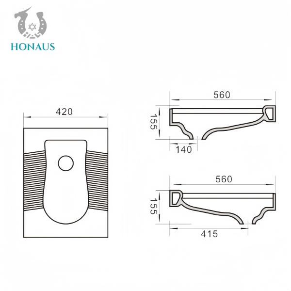 415mm Pit Distance Squatting Pan Toilet Small Bathroom No S Bend Ceramic