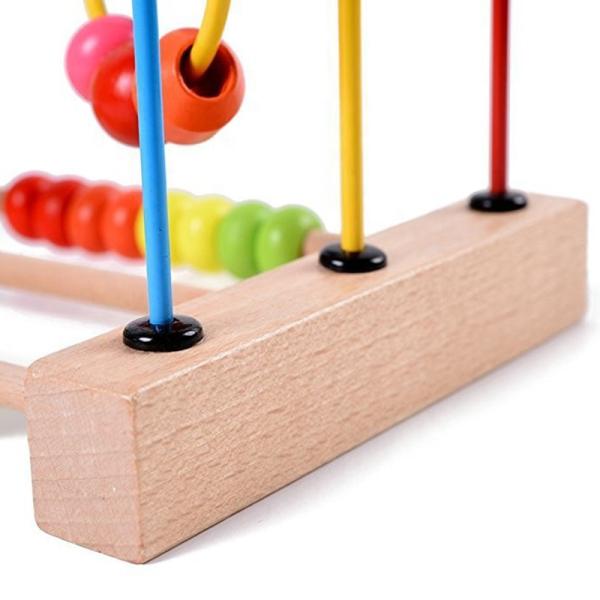 Wooden Early Educational Toys Circle First Bead Coaster Maze For Kids