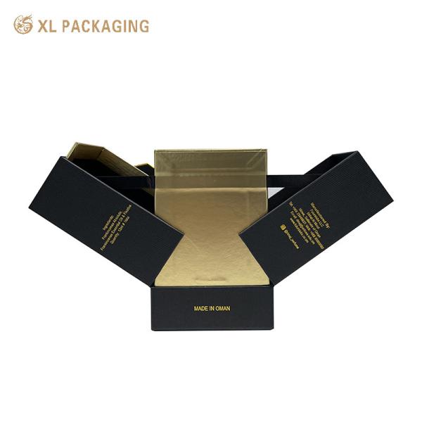 XL Packaging Custom Packaging Box Factory Two Door Open Magnet Perfume Paper Box Black EVA Foam Insert Texture Paper Box