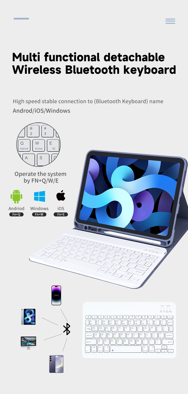 Magnetic Keyboard for iPad 10.9'Portable All Around protection Detachable Magnetic Keyboard Wholesale OEM/ODM/Private Label
