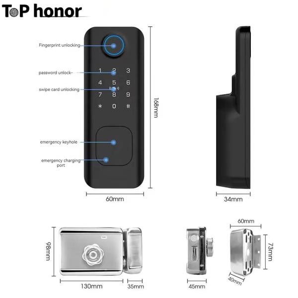 Office Fingerprint Smart Digital Door Lock Deadbolt EKey Access TTLock Remote Control