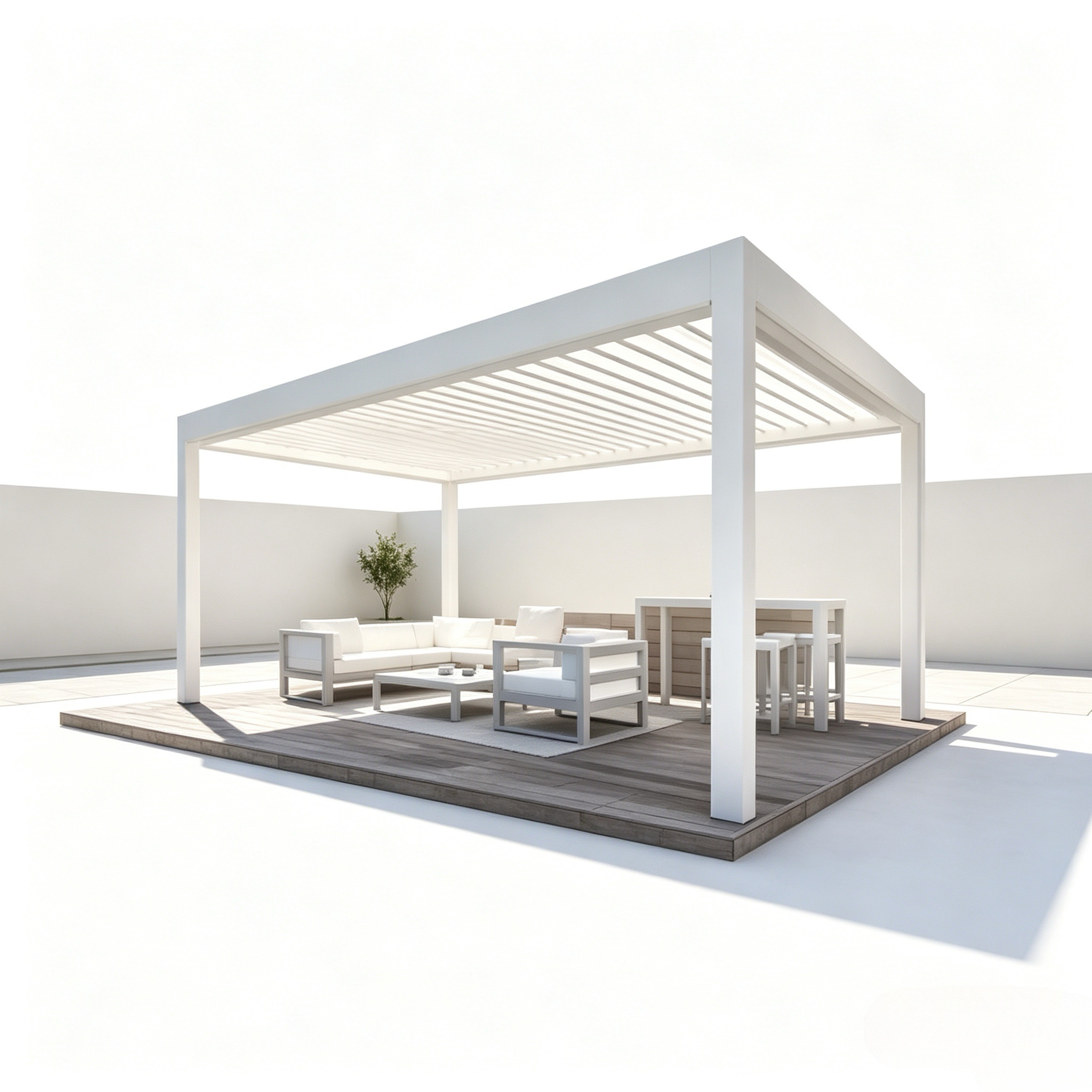 Modern Electric Adjustable-roof Pergola with Custom Size and 304 Stainless Steel Hardware for Backyard Shelter