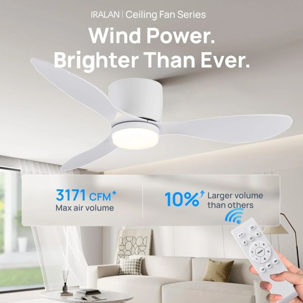 DC motor Large Air Volume Remote Control for Kitchen Bedroom Dining room Modern Ceiling Fan with LED Light (WH-VLL-34)