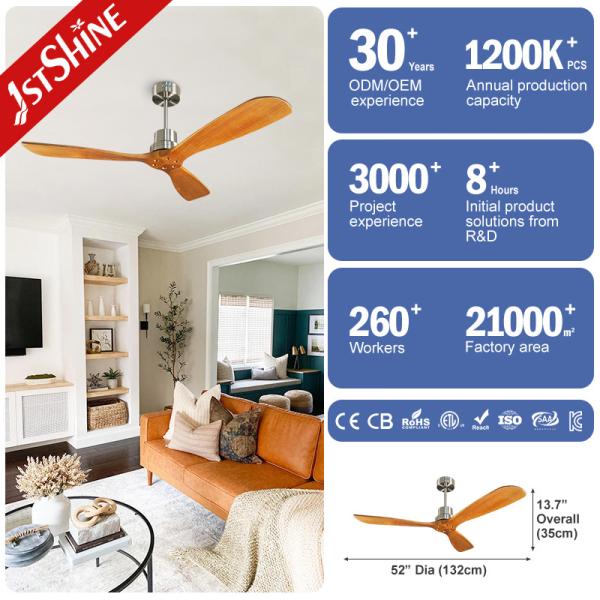 Ventilateur de plafond de 52 pouces sans éclairage Types de vent standard avec télécommande et lames