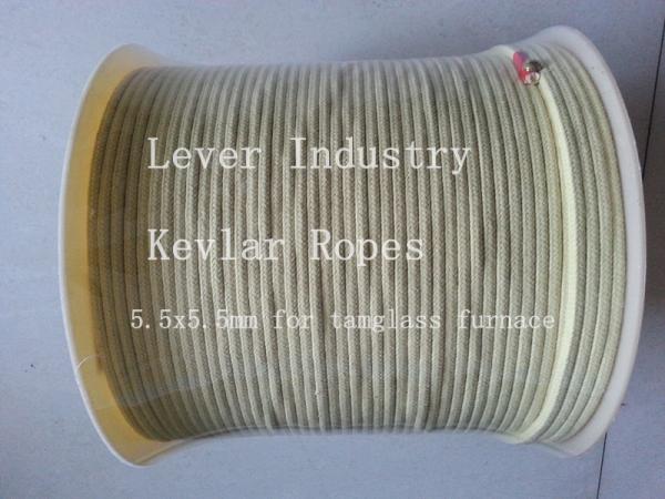 6x6mm Aramid Fiber Rope for Tamglass Tempering Furnace kevlar fire rope