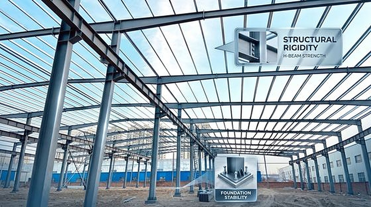 6m - 12m Height Steel Factory Buildings Fireproof Industrial Factory Building