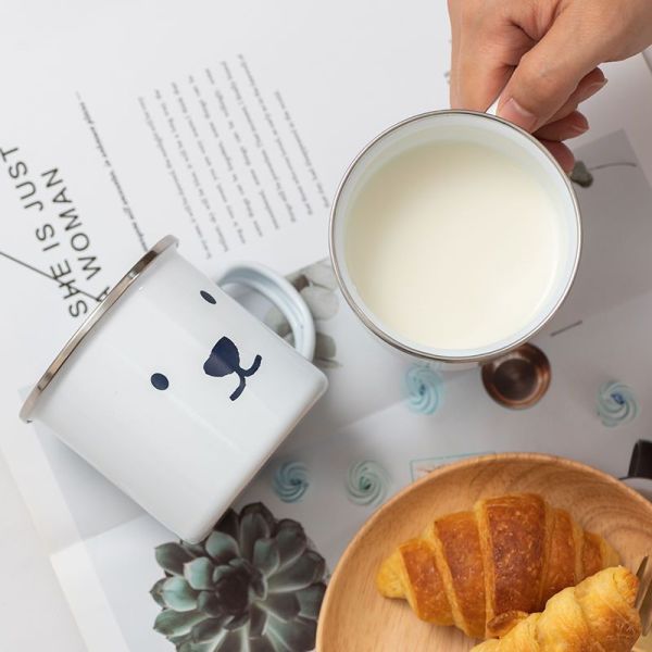 150g 350ml Enamel Coffee Mug Featuring High Temperature Logo Printing Ideal for Camping Hiking Outdoor Travel Activities