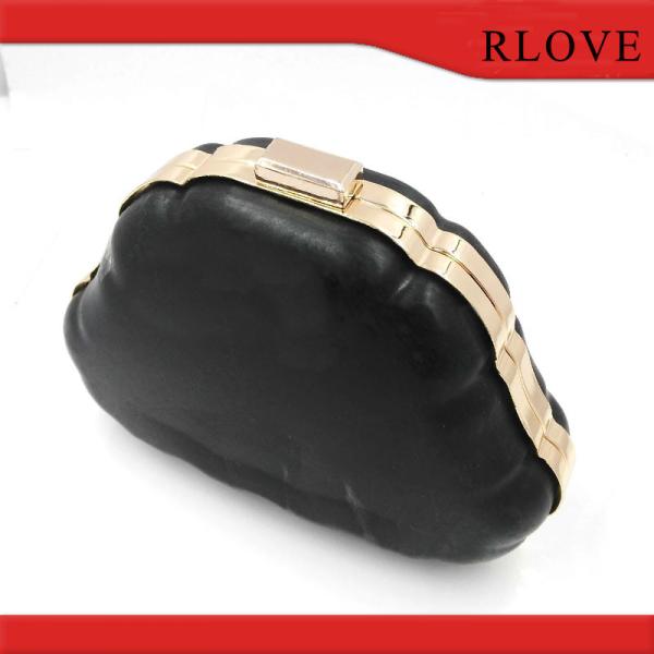 Ladies purse leather product gold color evening bag box metal frame