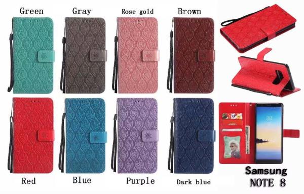 Samsung NOTE 8 Leather Protective Case with Flower Embossed Pattern