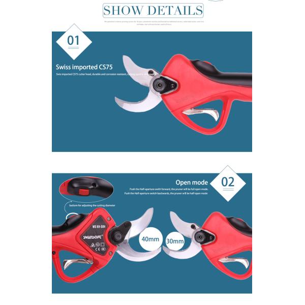 Swansoft 4.0CM Tesouras de Poda Elétricas Tesouras para Poda com Display LED Proteção dos Dedos / Corte Progressivo