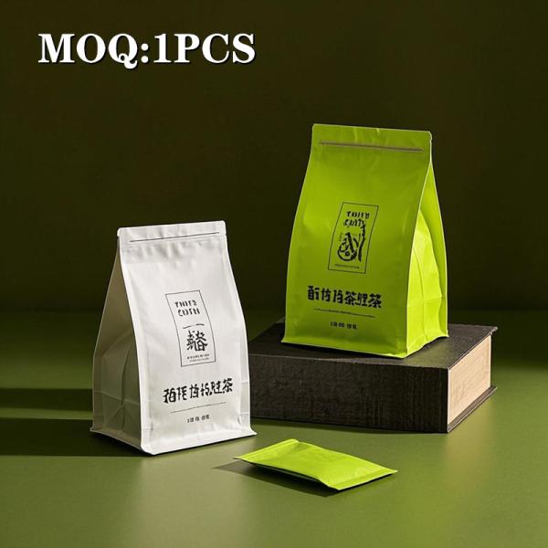 Flat Bottom Ziplock Bags For Tea And Pet Food Packaging