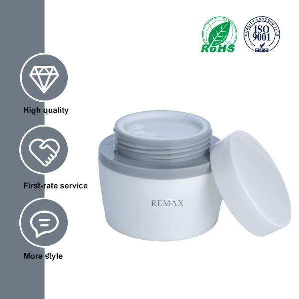 Bouteille en plastique lisse blanche de forme ovale de 50 g avec couvercle blanc pour pot de crème vide