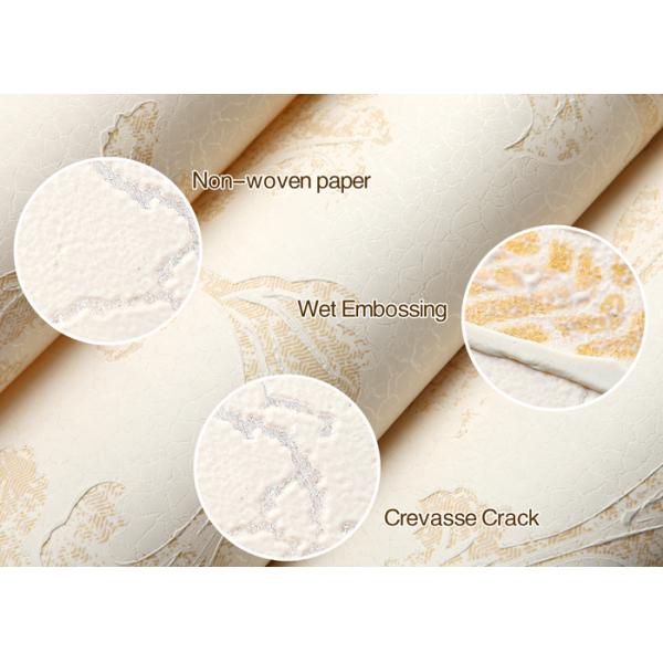 Beige European Country Style Wallpaper with Non - Woven Paper , Bedroom Wall Covering