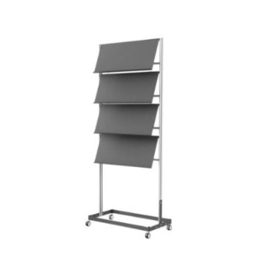 Movable 4 Layer Wheeled Magazine Display Rack Stable Structure Easy To Install