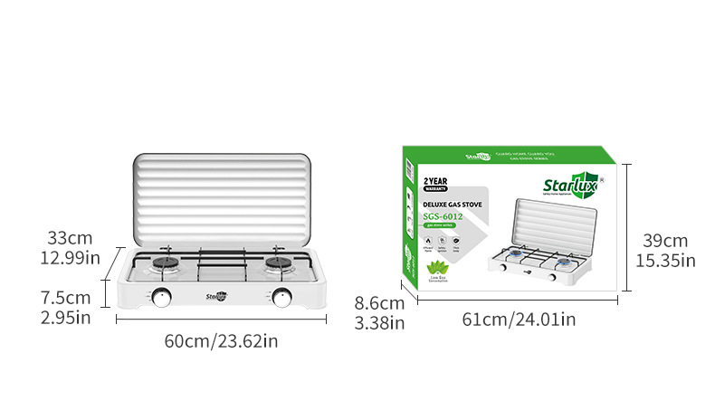 Estufa de gas de dos quemadores de sobremesa de 2.2KW, cocina de dos quemadores para cocina