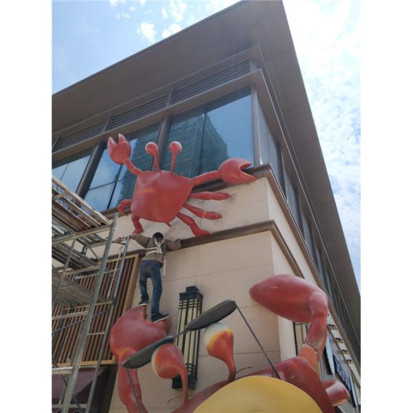 Iron Decorative Metal Sculpture Wall Mounted Giant Crab Statue For Restaurant
