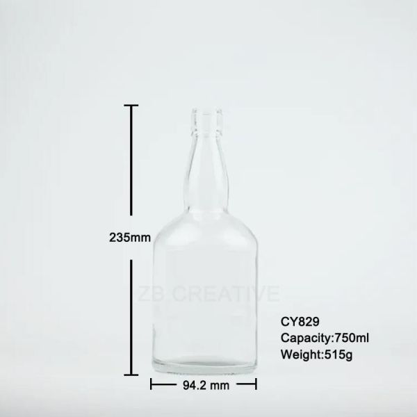750ml Custom Tequila Bottles High White Clear Glass Liquor Screw Cap 515g CY-829