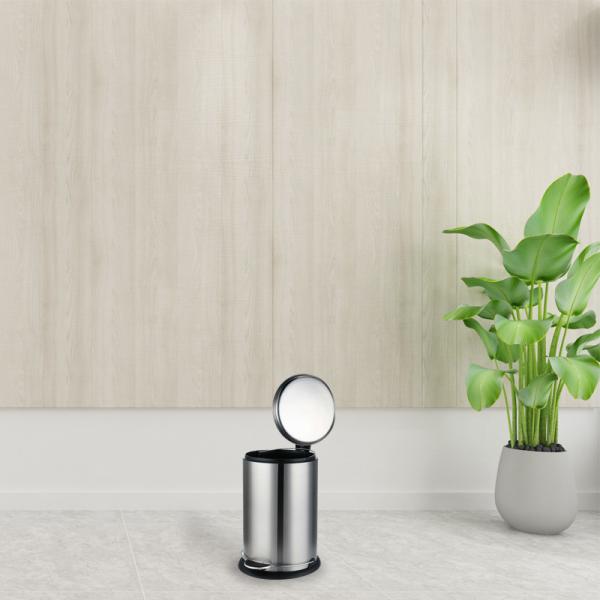 Round Silver Stainless Steel Fingerprint Proof Trash Can