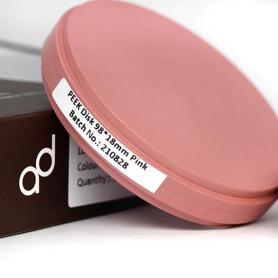 Bloco de pmma dental de 92 mm CAM CAD Peek estrutura de bloco implantes Odontologia
